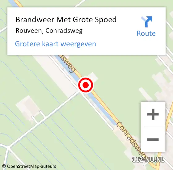 Locatie op kaart van de 112 melding: Brandweer Met Grote Spoed Naar Rouveen, Conradsweg op 28 december 2015 15:05