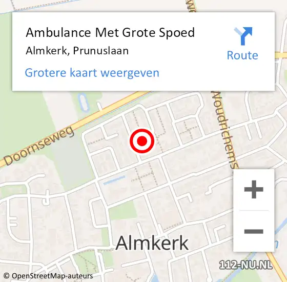 Locatie op kaart van de 112 melding: Ambulance Met Grote Spoed Naar Almkerk, Prunuslaan op 28 december 2015 15:10