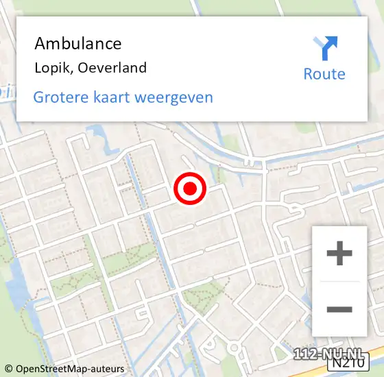 Locatie op kaart van de 112 melding: Ambulance Lopik, Oeverland op 28 december 2015 15:30