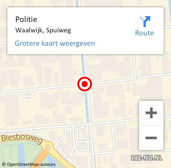 Locatie op kaart van de 112 melding: Politie Waalwijk, Spuiweg op 28 december 2015 15:31