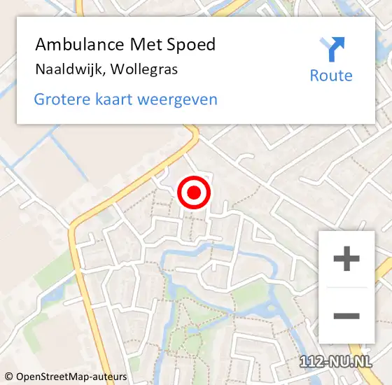 Locatie op kaart van de 112 melding: Ambulance Met Spoed Naar Naaldwijk, Wollegras op 28 december 2015 15:56