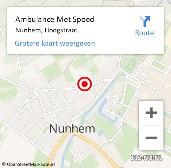 Locatie op kaart van de 112 melding: Ambulance Met Spoed Naar Nunhem, Hoogstraat op 28 december 2015 15:56