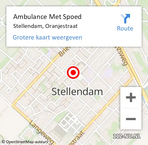 Locatie op kaart van de 112 melding: Ambulance Met Spoed Naar Stellendam, Oranjestraat op 1 december 2013 17:34
