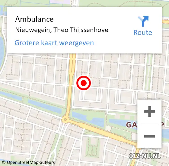 Locatie op kaart van de 112 melding: Ambulance Nieuwegein, Theo Thijssenhove op 28 december 2015 17:21