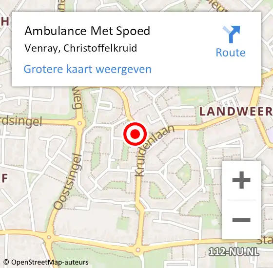 Locatie op kaart van de 112 melding: Ambulance Met Spoed Naar Venray, Christoffelkruid op 28 december 2015 18:56