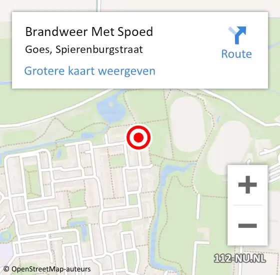 Locatie op kaart van de 112 melding: Brandweer Met Spoed Naar Goes, Spierenburgstraat op 28 december 2015 19:26