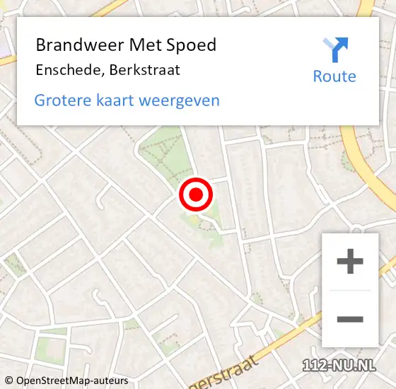 Locatie op kaart van de 112 melding: Brandweer Met Spoed Naar Enschede, Berkstraat op 28 december 2015 20:11