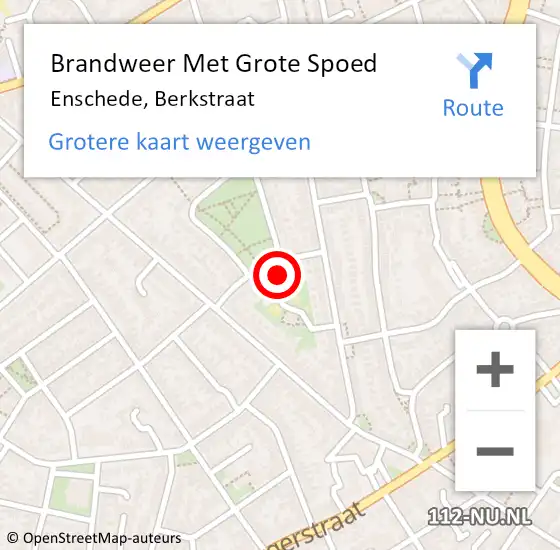 Locatie op kaart van de 112 melding: Brandweer Met Grote Spoed Naar Enschede, Berkstraat op 28 december 2015 20:15