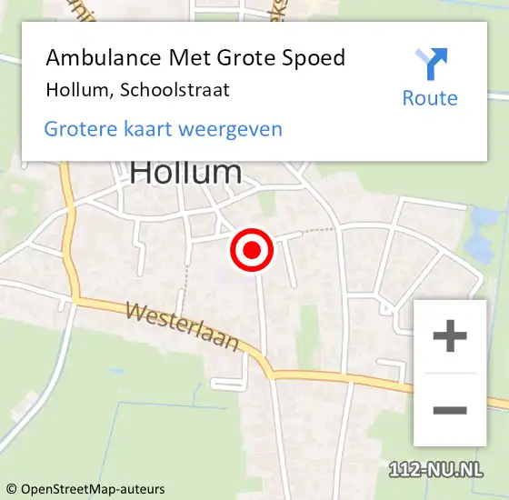 Locatie op kaart van de 112 melding: Ambulance Met Grote Spoed Naar Hollum, Schoolstraat op 1 december 2013 17:51