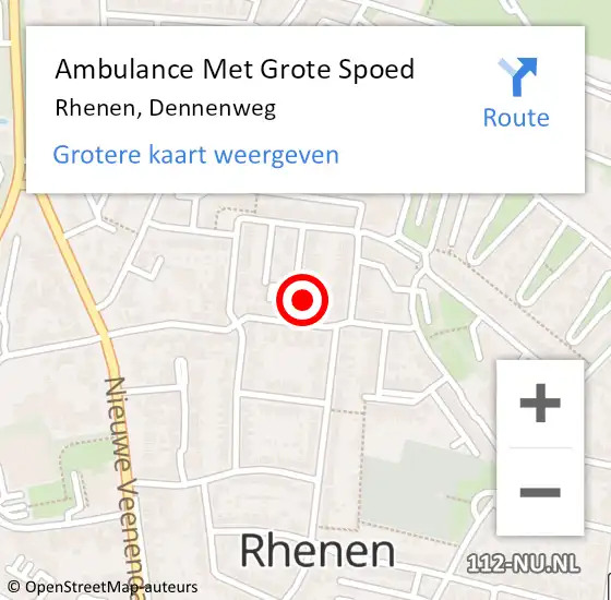 Locatie op kaart van de 112 melding: Ambulance Met Grote Spoed Naar Rhenen, Dennenweg op 28 december 2015 20:56