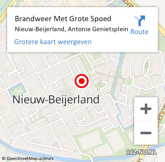 Locatie op kaart van de 112 melding: Brandweer Met Grote Spoed Naar Nieuw-Beijerland, Antonie Genietsplein op 28 december 2015 21:16