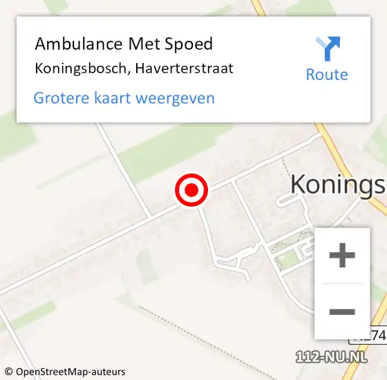 Locatie op kaart van de 112 melding: Ambulance Met Spoed Naar Koningsbosch, Haverterstraat op 1 december 2013 17:57