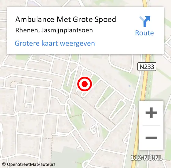 Locatie op kaart van de 112 melding: Ambulance Met Grote Spoed Naar Rhenen, Jasmijnplantsoen op 28 december 2015 22:33