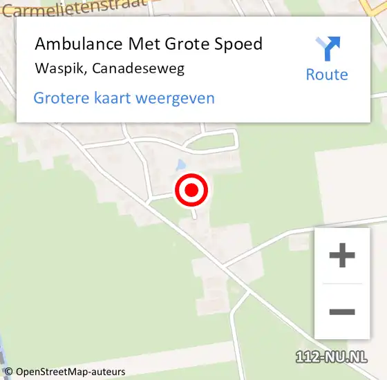 Locatie op kaart van de 112 melding: Ambulance Met Grote Spoed Naar Waspik, Canadeseweg op 28 december 2015 22:44