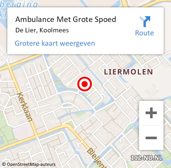 Locatie op kaart van de 112 melding: Ambulance Met Grote Spoed Naar De Lier, Koolmees op 28 december 2015 22:48