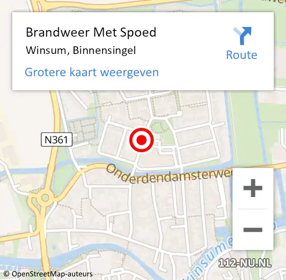 Locatie op kaart van de 112 melding: Brandweer Met Spoed Naar Winsum, Binnensingel op 28 december 2015 23:08