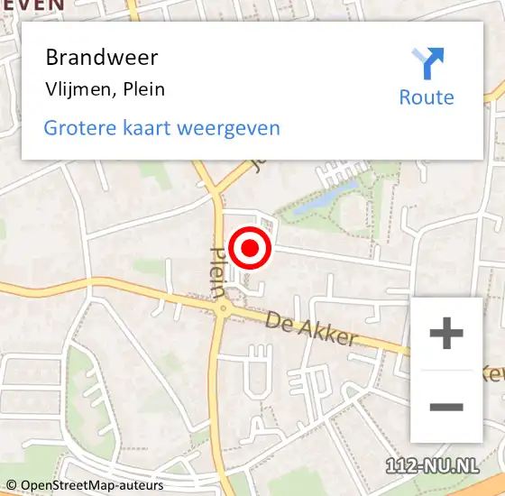 Locatie op kaart van de 112 melding: Brandweer Vlijmen, Plein op 1 december 2013 18:06