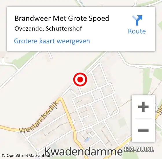 Locatie op kaart van de 112 melding: Brandweer Met Grote Spoed Naar Ovezande, Schuttershof op 28 december 2015 23:54