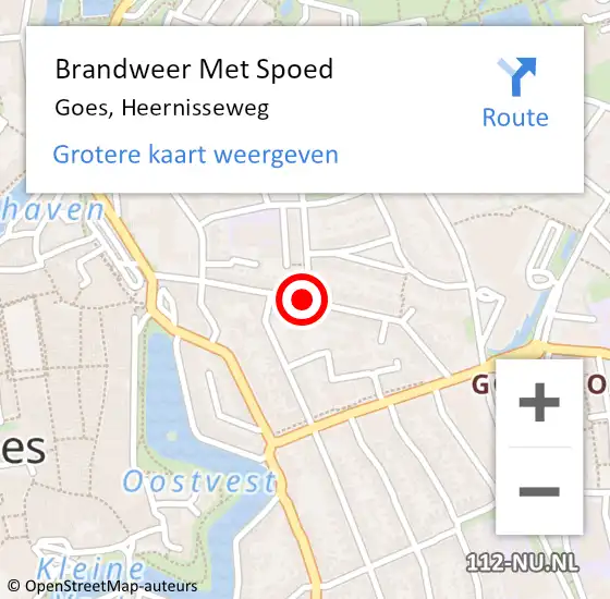 Locatie op kaart van de 112 melding: Brandweer Met Spoed Naar Goes, Heernisseweg op 29 december 2015 02:21