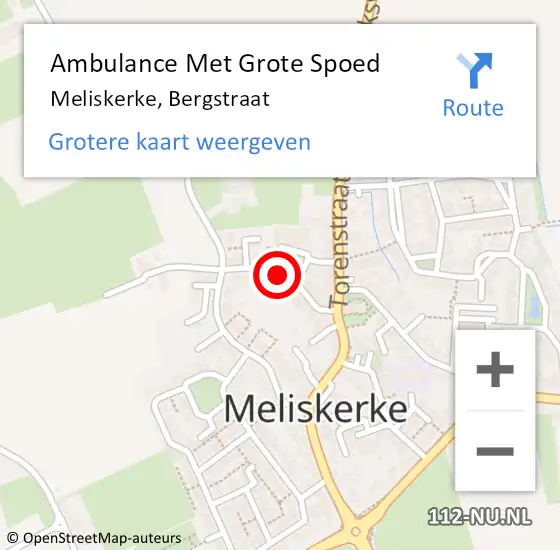 Locatie op kaart van de 112 melding: Ambulance Met Grote Spoed Naar Meliskerke, Bergstraat op 29 december 2015 08:05