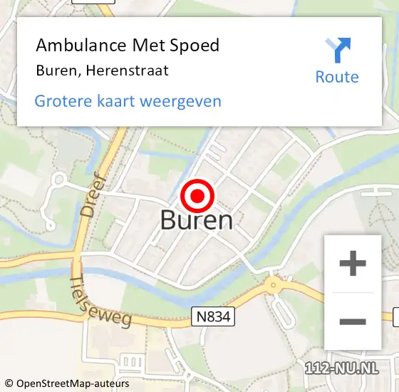 Locatie op kaart van de 112 melding: Ambulance Met Spoed Naar Buren, Herenstraat op 29 december 2015 08:21