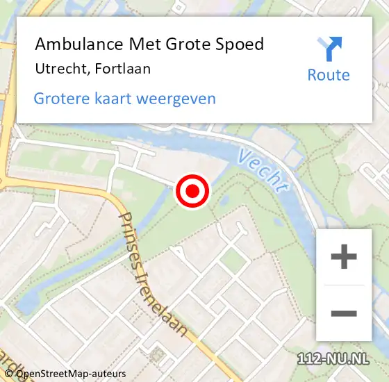 Locatie op kaart van de 112 melding: Ambulance Met Grote Spoed Naar Utrecht, Fortlaan op 29 december 2015 08:39