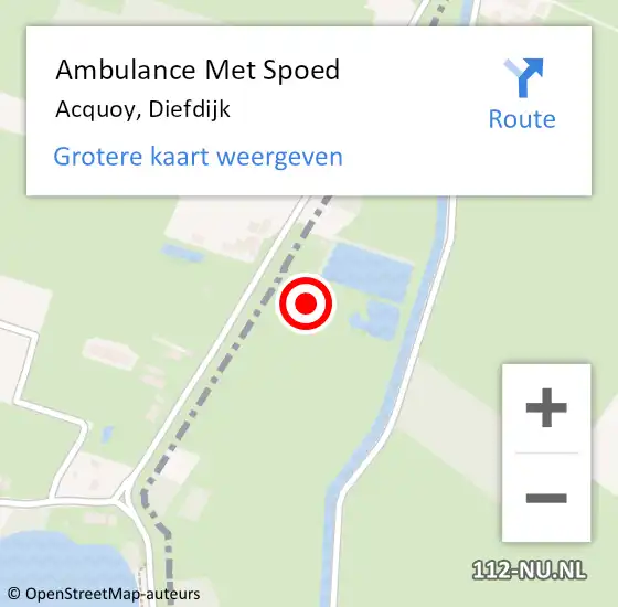 Locatie op kaart van de 112 melding: Ambulance Met Spoed Naar Acquoy, Diefdijk op 29 december 2015 09:15