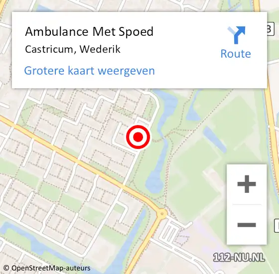 Locatie op kaart van de 112 melding: Ambulance Met Spoed Naar Castricum, Wederik op 29 december 2015 10:35