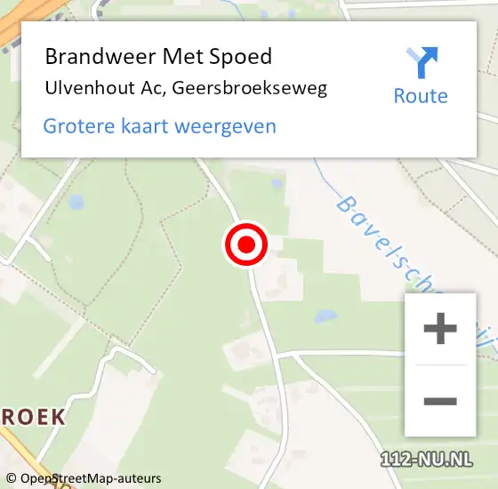 Locatie op kaart van de 112 melding: Brandweer Met Spoed Naar Ulvenhout Ac, Geersbroekseweg op 1 december 2013 19:07