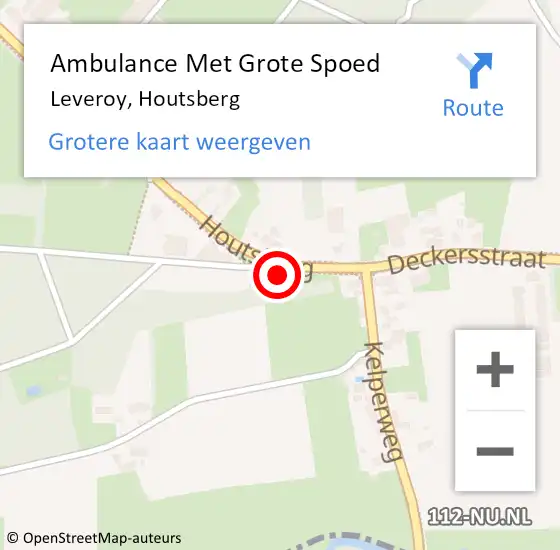 Locatie op kaart van de 112 melding: Ambulance Met Grote Spoed Naar Leveroy, Houtsberg op 29 december 2015 12:29