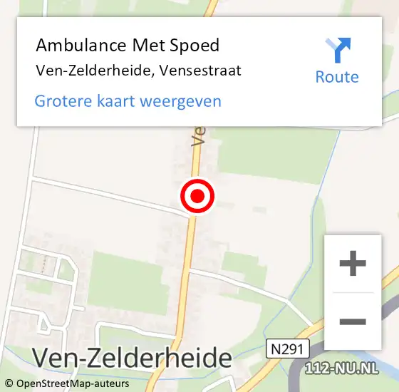 Locatie op kaart van de 112 melding: Ambulance Met Spoed Naar Ven-Zelderheide, Vensestraat op 1 december 2013 19:22