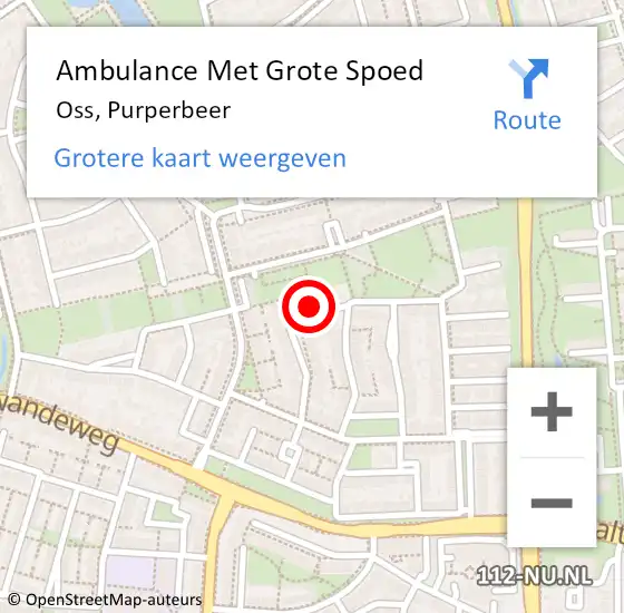 Locatie op kaart van de 112 melding: Ambulance Met Grote Spoed Naar Oss, Purperbeer op 1 december 2013 19:22