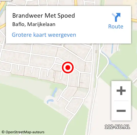 Locatie op kaart van de 112 melding: Brandweer Met Spoed Naar Baflo, Marijkelaan op 29 december 2015 15:07