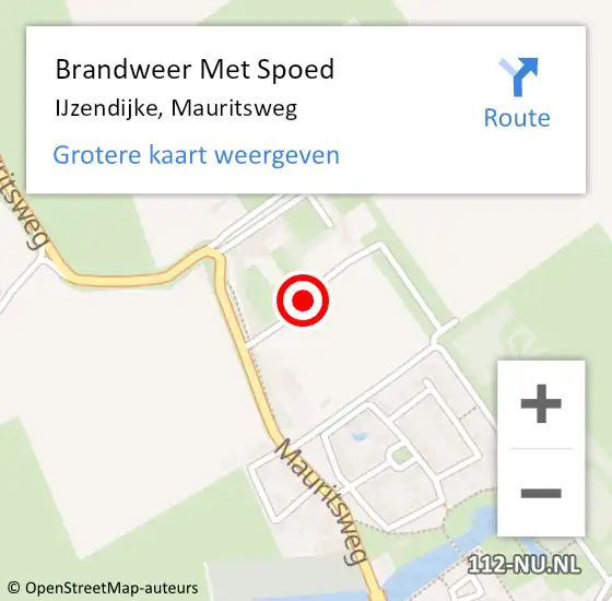 Locatie op kaart van de 112 melding: Brandweer Met Spoed Naar IJzendijke, Mauritsweg op 14 september 2013 14:51