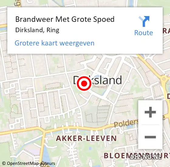 Locatie op kaart van de 112 melding: Brandweer Met Grote Spoed Naar Dirksland, Ring op 1 december 2013 19:47