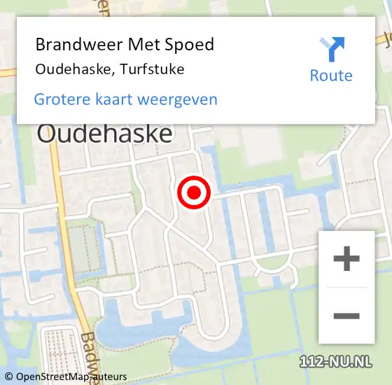 Locatie op kaart van de 112 melding: Brandweer Met Spoed Naar Oudehaske, Turfstuke op 29 december 2015 15:59