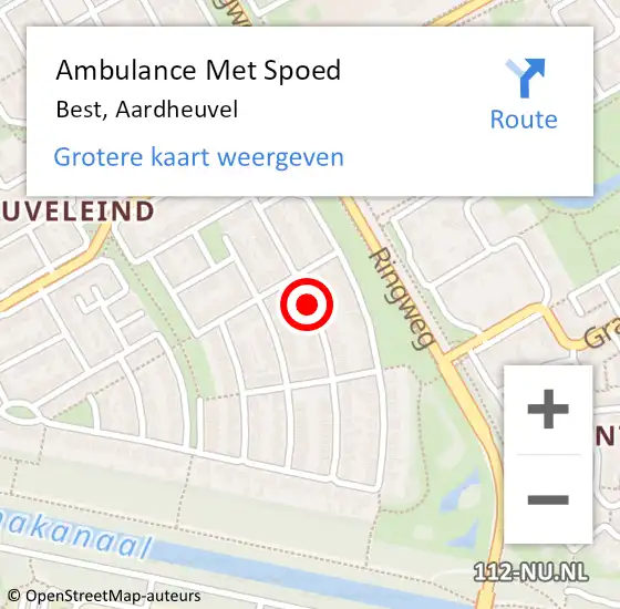 Locatie op kaart van de 112 melding: Ambulance Met Spoed Naar Best, Aardheuvel op 29 december 2015 16:18