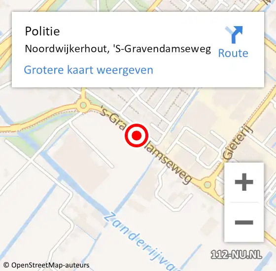 Locatie op kaart van de 112 melding: Politie Noordwijkerhout, 'S-Gravendamseweg op 29 december 2015 16:46