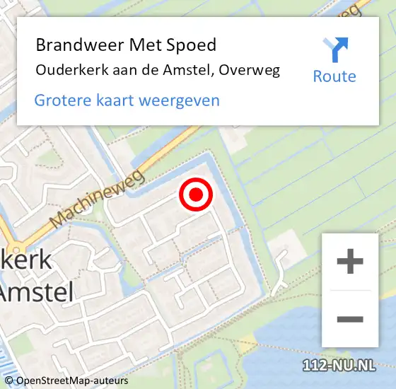 Locatie op kaart van de 112 melding: Brandweer Met Spoed Naar Ouderkerk aan de Amstel, Overweg op 29 december 2015 16:47