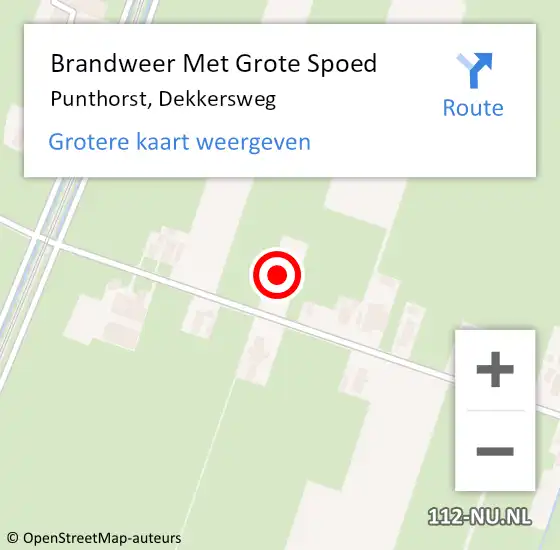 Locatie op kaart van de 112 melding: Brandweer Met Grote Spoed Naar Punthorst, Dekkersweg op 29 december 2015 17:06