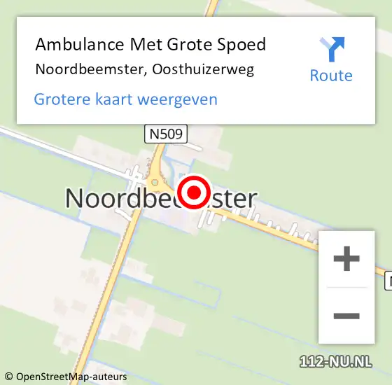 Locatie op kaart van de 112 melding: Ambulance Met Grote Spoed Naar Noordbeemster, Oosthuizerweg op 29 december 2015 17:09