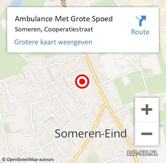 Locatie op kaart van de 112 melding: Ambulance Met Grote Spoed Naar Someren, Cooperatiestraat op 29 december 2015 17:21