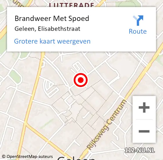 Locatie op kaart van de 112 melding: Brandweer Met Spoed Naar Geleen, Elisabethstraat op 29 december 2015 17:37