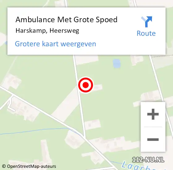 Locatie op kaart van de 112 melding: Ambulance Met Grote Spoed Naar Harskamp, Heersweg op 29 december 2015 17:39