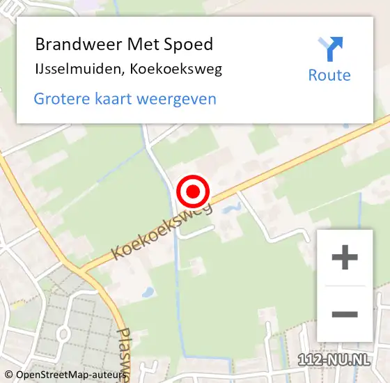 Locatie op kaart van de 112 melding: Brandweer Met Spoed Naar IJsselmuiden, Koekoeksweg op 29 december 2015 17:50