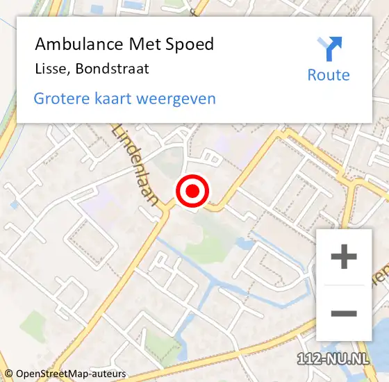 Locatie op kaart van de 112 melding: Ambulance Met Spoed Naar Lisse, Bondstraat op 29 december 2015 18:14