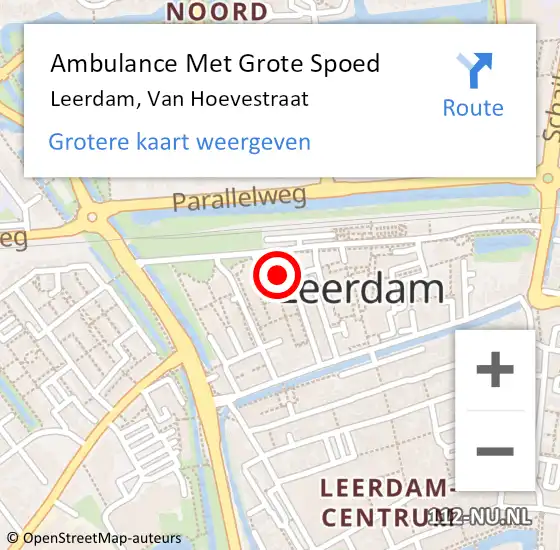 Locatie op kaart van de 112 melding: Ambulance Met Grote Spoed Naar Leerdam, Van Hoevestraat op 29 december 2015 18:52