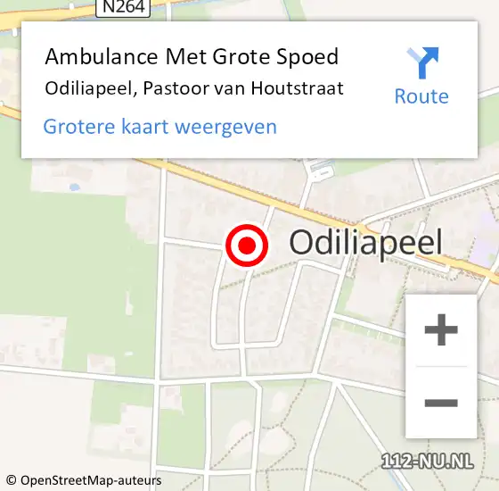 Locatie op kaart van de 112 melding: Ambulance Met Grote Spoed Naar Odiliapeel, Pastoor van Houtstraat op 29 december 2015 19:09