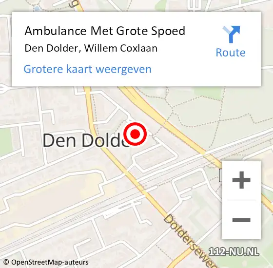 Locatie op kaart van de 112 melding: Ambulance Met Grote Spoed Naar Den Dolder, Willem Coxlaan op 29 december 2015 19:32