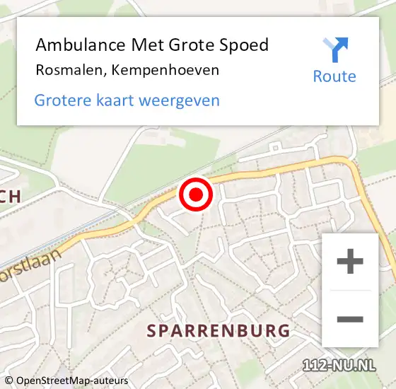 Locatie op kaart van de 112 melding: Ambulance Met Grote Spoed Naar Rosmalen, Kempenhoeven op 29 december 2015 20:30